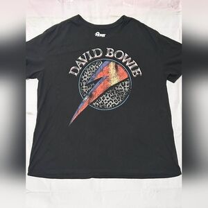 David Bowie Lightning Bolt Leopard Tee XXL 24–33” P2P Oversized Graphic Shirt